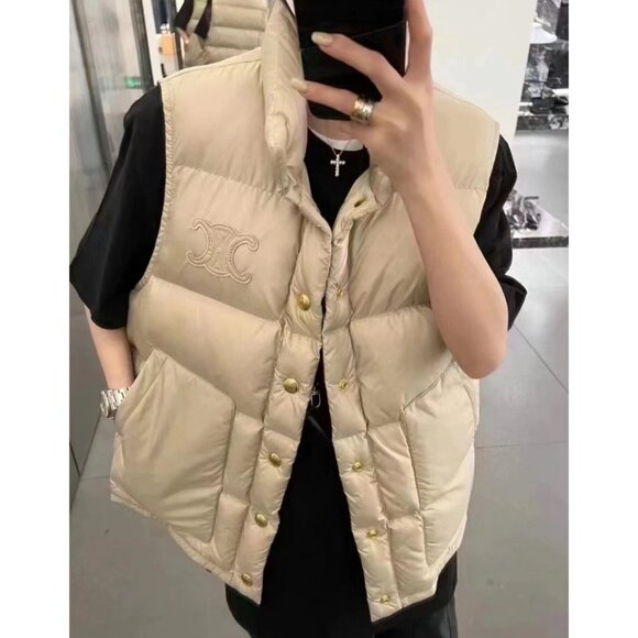 Celine Khaki “Arc de Triomphe” single-breasted sleeveless down vest - Picture 8 of 8